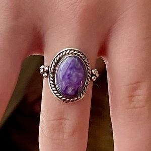 Auth Charoite Sterling Silver Ring